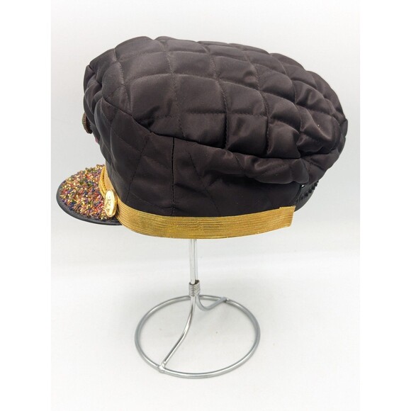 Hooray Henri Hat HOORAY HENRI Los Angeles Black and Gold Anchor Beaded  main image 4